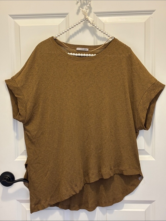 Zara Tops - Zara Ribbed Short Sleeve Top in Mustard Brown 🤎 Sz 8